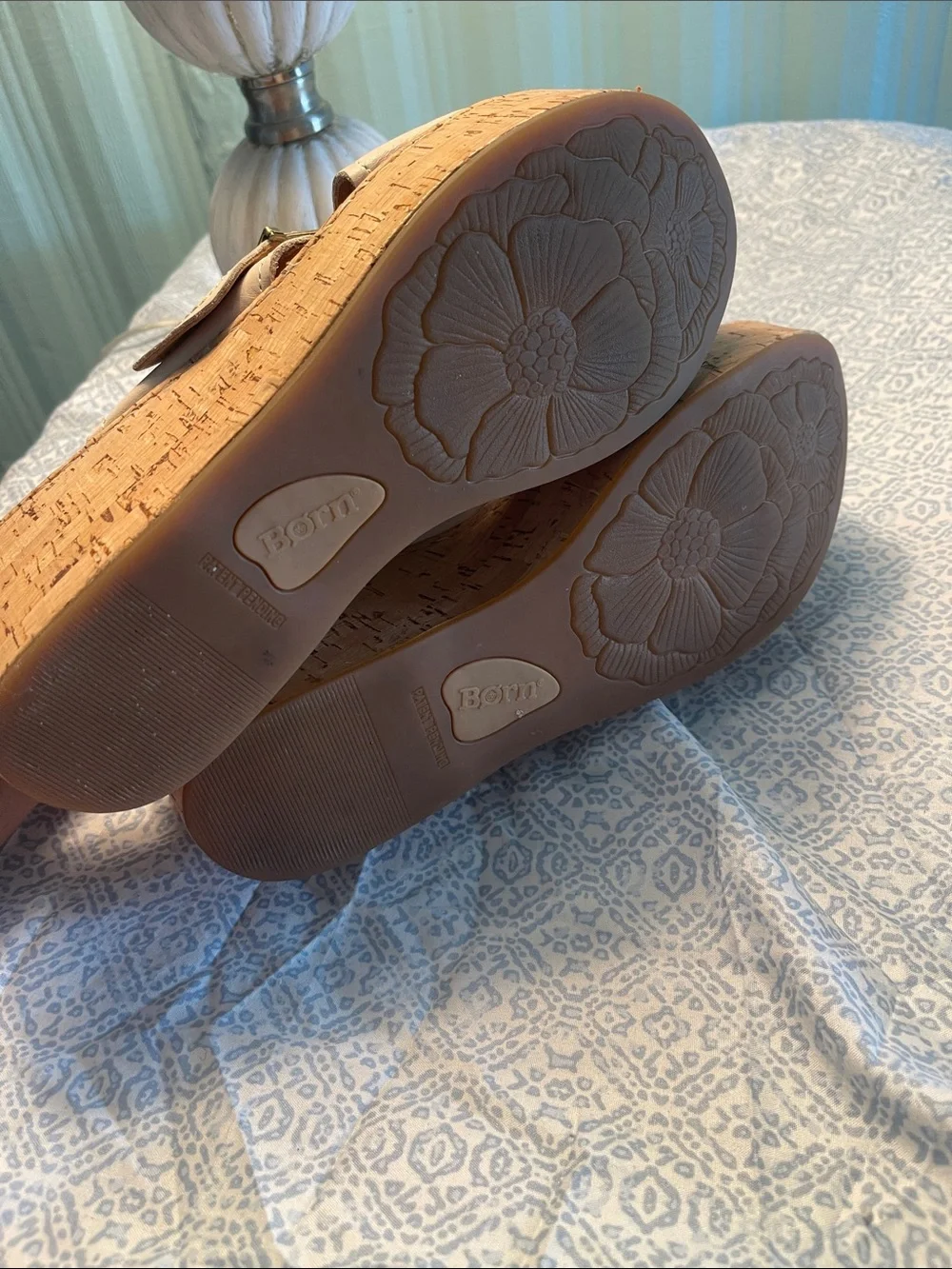 Born Beige Cork Wedge Slide Sandals